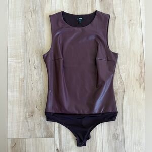 Express Plum Faux Leather Top